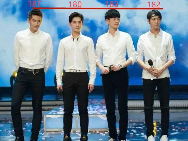 包括官宣身高187的吴亦凡,183身高的张翰,182身高的陈伟霆.