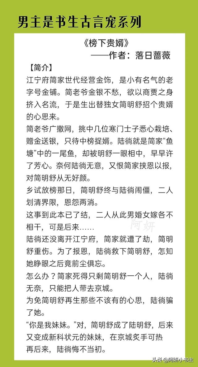 男主是贫寒书生的古言「男主是落魄书生的古言」