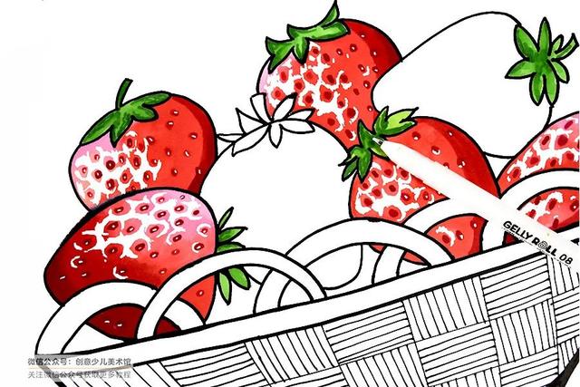 的投影课后点评在今天的美术课程中,我们绘画表现的是篮子里的草莓