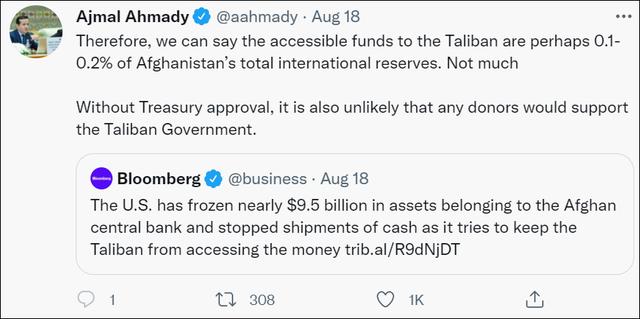 阿富汗前副总统家中发现600万美元金条，美政府被曝冻结阿富汗近22吨黄金 以切断塔利班财路