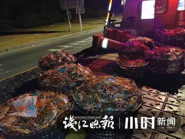 货车爆胎侧翻，八百斤梭子蟹洒落浙江这条高速