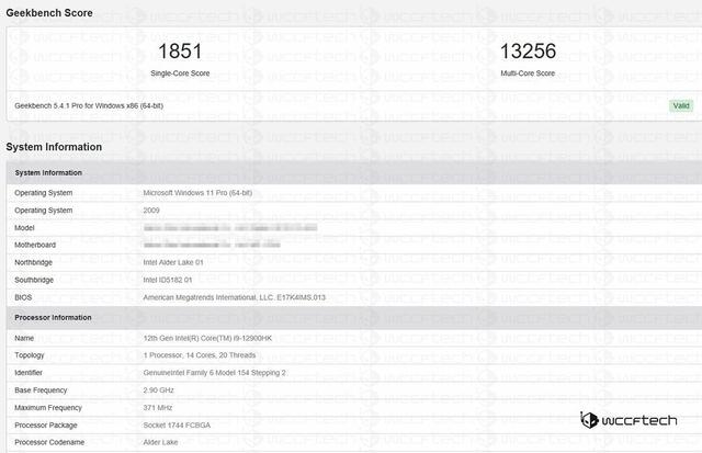 12代Core  i9-12900HK跑分曝光，领先M1 Max百分之3