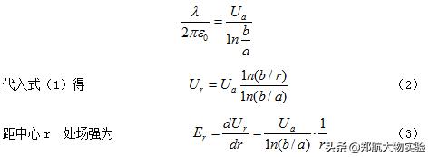 半径为r处(图1(b))的各点电场强度为以同轴圆柱形电缆的静电场和