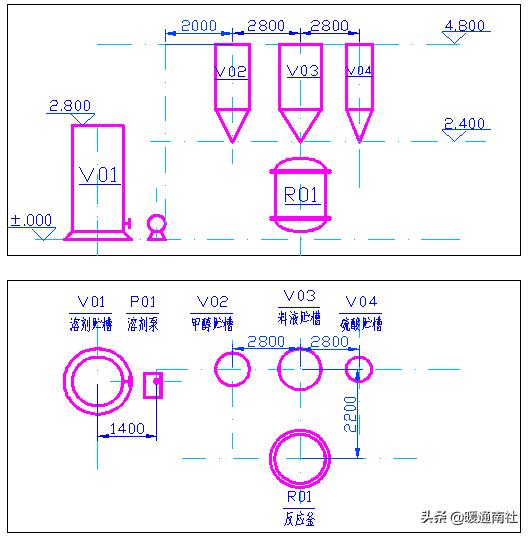 管道工程测量坐标点展轴线图