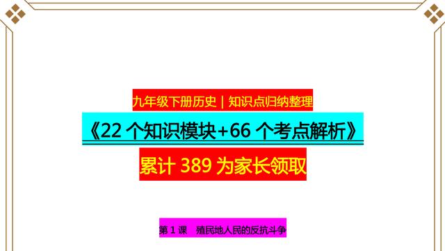 九年级下册历史｜知识点整理《22个知识模块+66个考点解析》