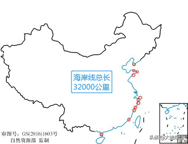 中国海岸线地图 清晰图片