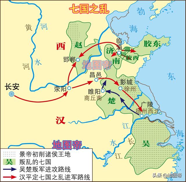 双方在荥阳,成皋一线僵持不下,刘邦派韩信侧面迂回攻占赵,齐等地后,合