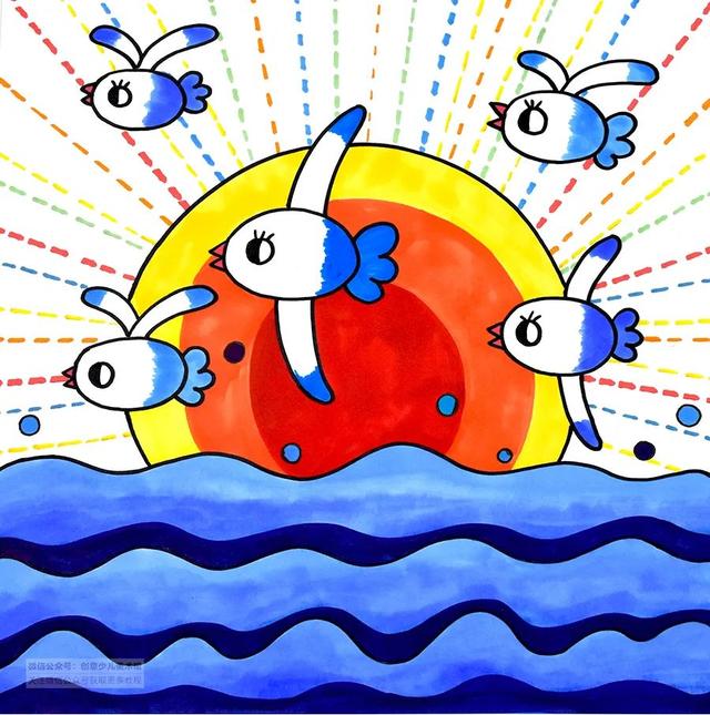 一排海浪简笔画