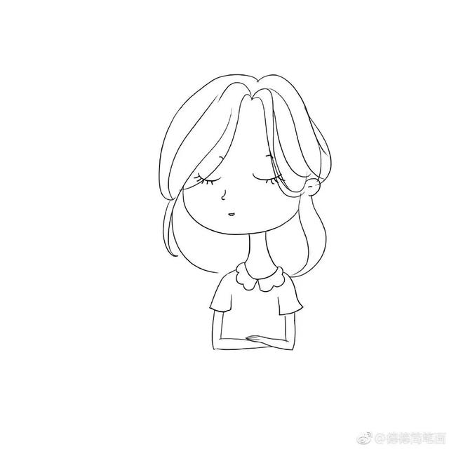 网红线条女孩简笔画图片