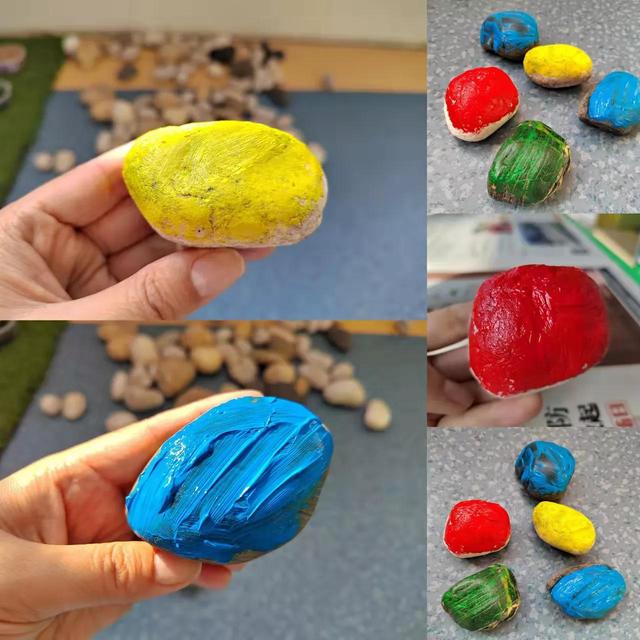 荆门掇刀区团林铺镇中心幼儿园开展石头彩绘活动