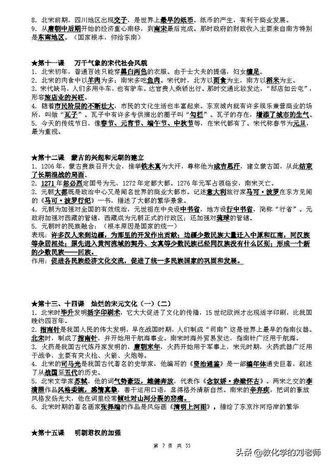 （超详超全）初中历史1-6册知识点归纳汇总快快下载收藏