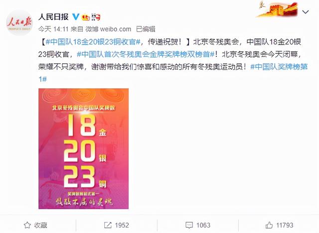 2022北京冬残奥会创造历史！中国队61枚奖牌，韩国队颗粒无收