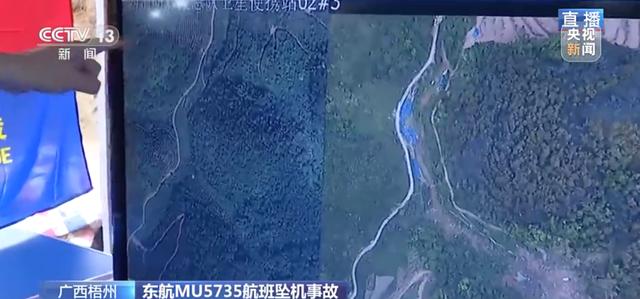 直播时发现乘务人员证件，记者马上做了一个动作；坠机现场卫星影像前后对比