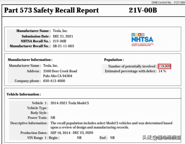 特斯拉召回超12万辆Model3（特斯拉召回36万辆车）