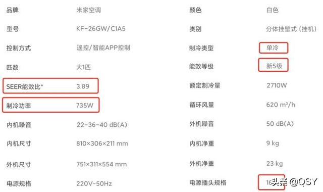 小米米家空调清凉版新机点评 单冷1匹5级能效康佳代工