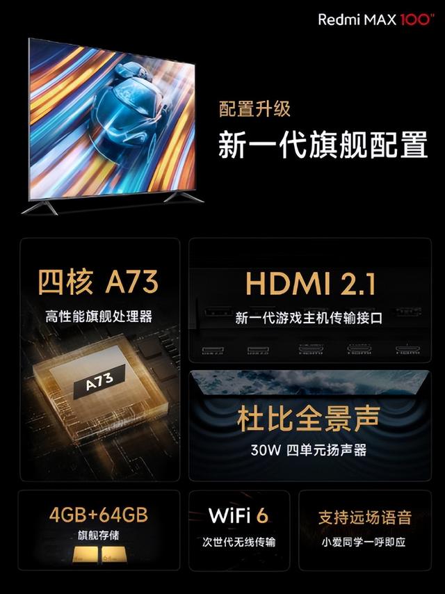 Redmi MAX 100”电视即将开售，搭载高端4K电视芯片，价格亲民