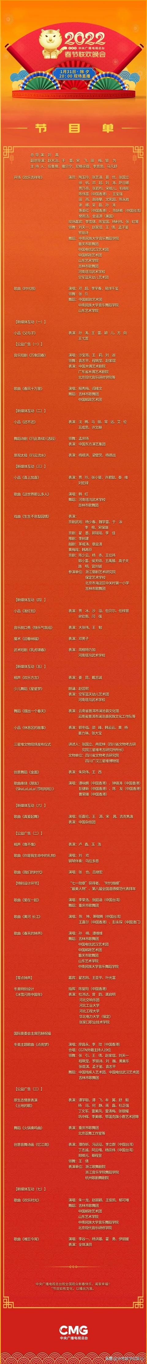 2022央视春晚节目单来了，你最期待谁？