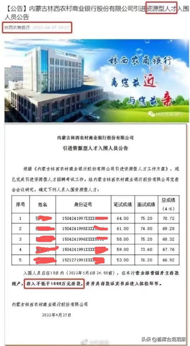 银行招聘要求存款1000万, 入围5人最小25岁