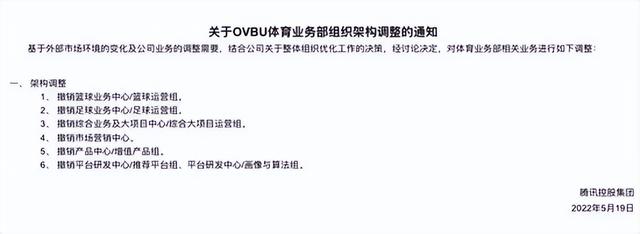腾讯体育将撤销六大业务部,裁员比三分之一,此前曾多次报道奥运会