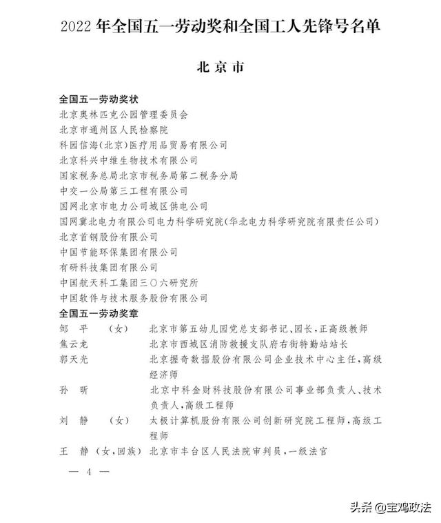 966人荣获2022年全国五一劳动奖章 这些宝鸡人获殊荣！