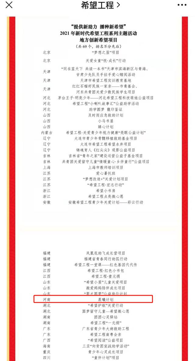 希望工程是哪一年发展实施的