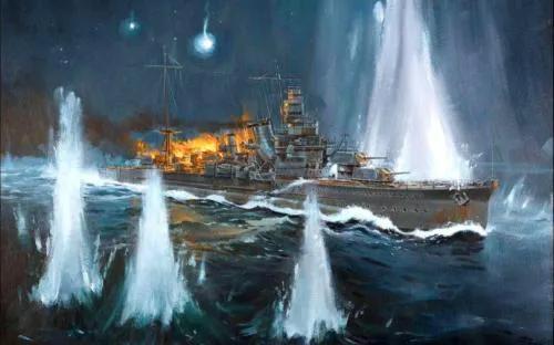 海上伏擊戰 日軍艦隊被全部殲滅 漆黑海面上到處都是燃燒的軍艦 中國熱點