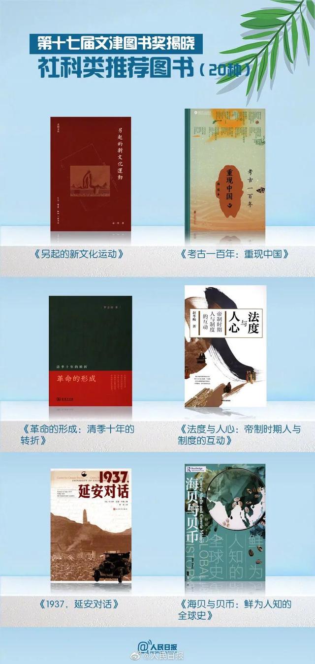 人民日报推荐，第十七届文津图书奖获奖书单