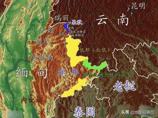 掸邦地形图图片