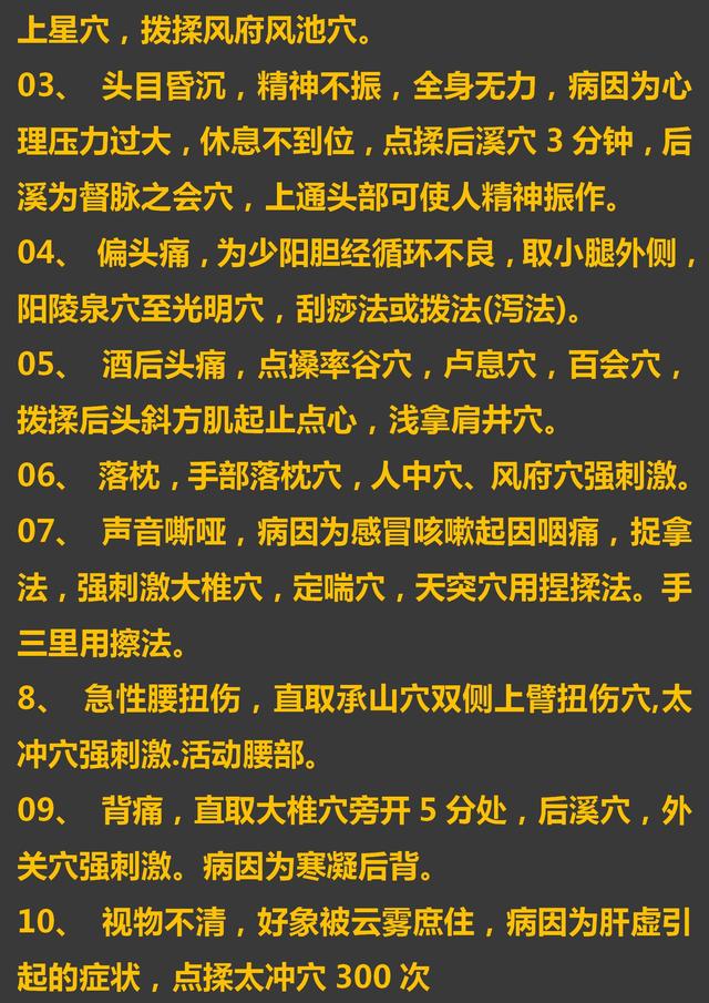 30个常见疾病特效穴位大全，超级实用的中医知识，收藏起来吧