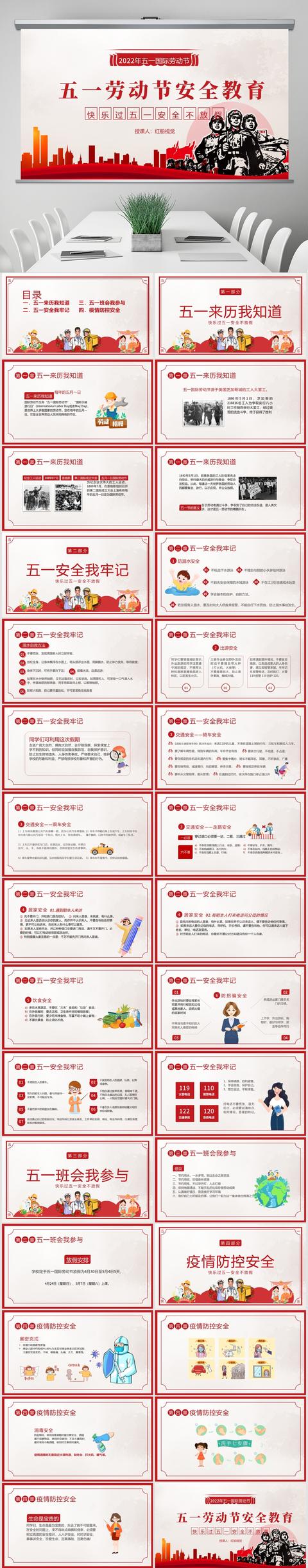 2022年五一劳动节安全教育主题班会ppt课件