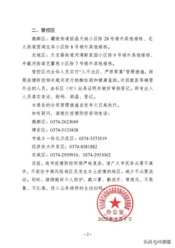 最新！许昌发布31号通告：对中心城区部分区域实行分类管理！