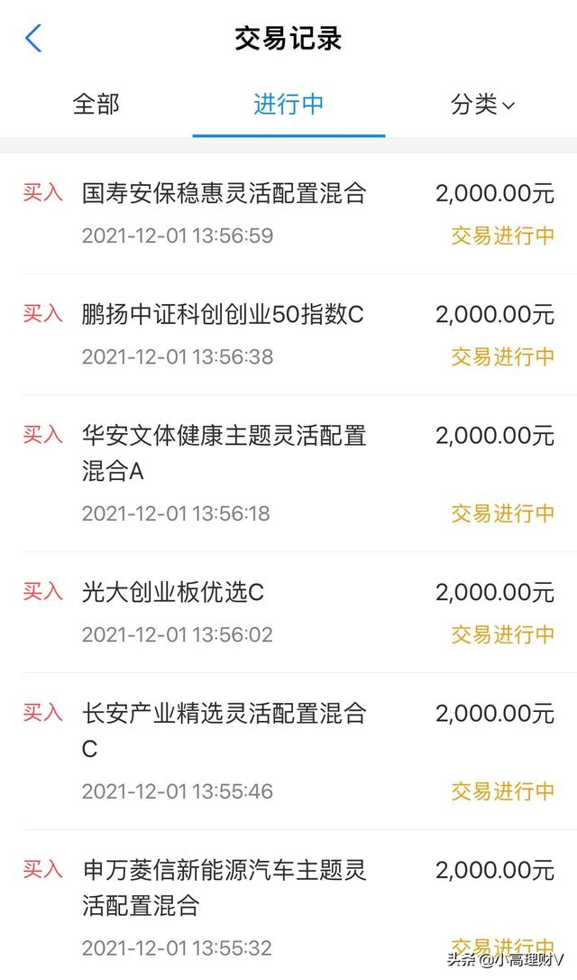 小高理财12月01日基金操作分享