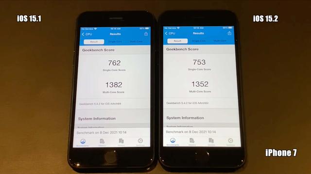 iOS15.2 正式版流畅度整体提升明显！性能测试比较稳定