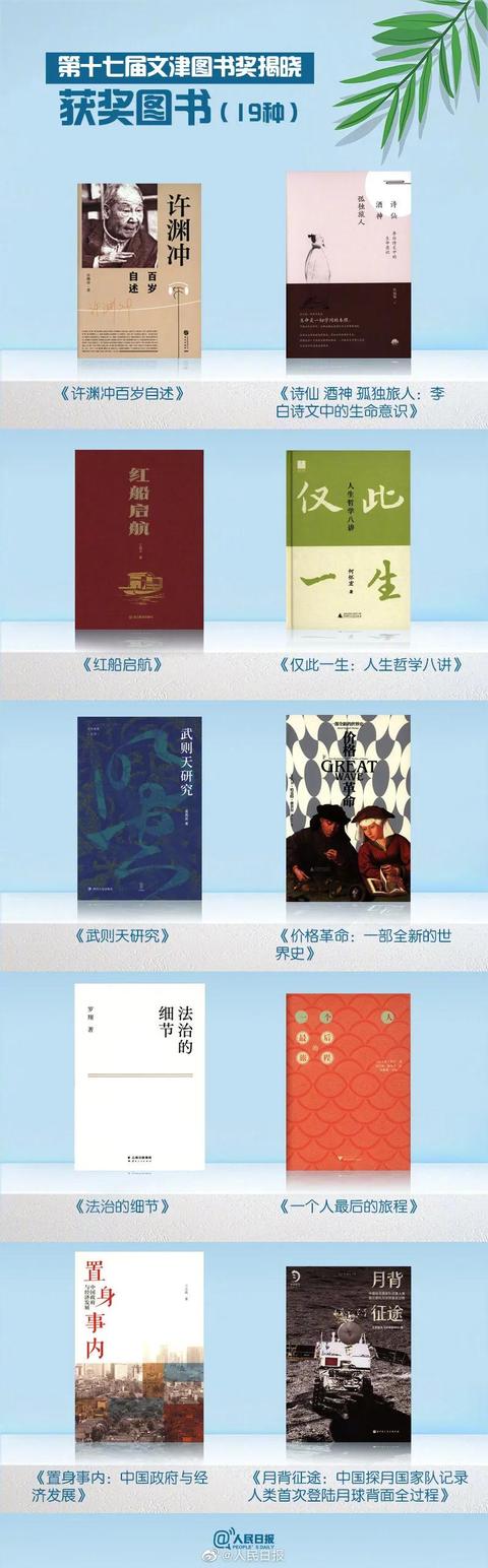 人民日报推荐，第十七届文津图书奖获奖书单