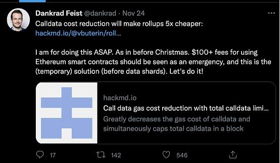 以太坊EIP-4488提案 将使Layer2的Gas费再便宜5倍