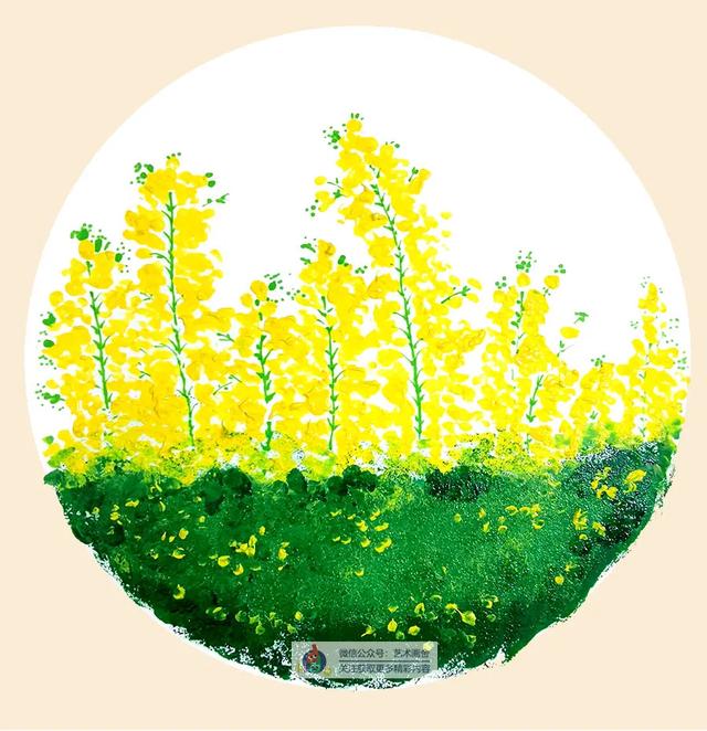画一幅春天的美丽景色，春天的油菜花儿童画？