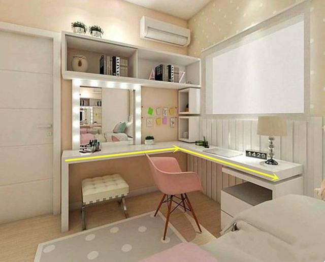 飘窗转角化妆台床头柜一体