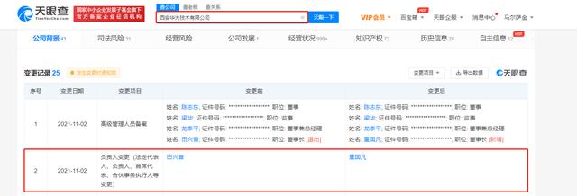 华为两家子公司法定代表人变更，童国凡接替田兴普