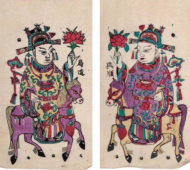 比如非常时期的"骑龙跨凤门神"——· 骑龙跨凤门神 现代 四川绵竹