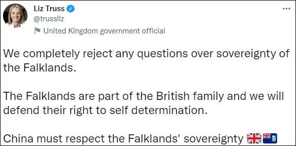 中方重申支持阿根廷对马岛完全行使主权，英国外交大臣急了