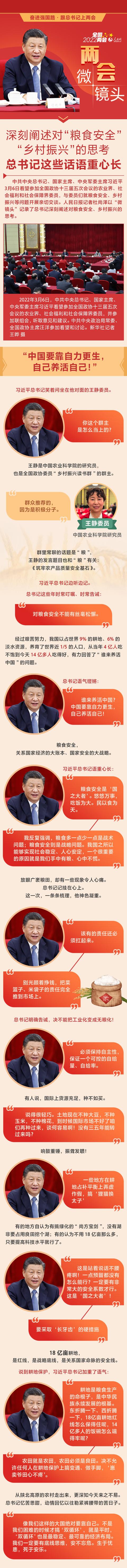 微镜头：深刻阐述对“粮食安全”“乡村振兴”的思考 总书记这些话语重心长