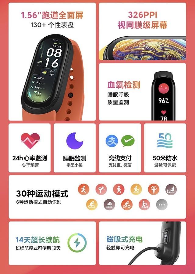 运动生活必备 小米手环6代标准版仅售196元