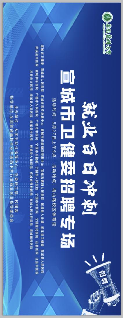 AHMU就业季•百日冲刺┃宣城市卫健委招聘专场来了