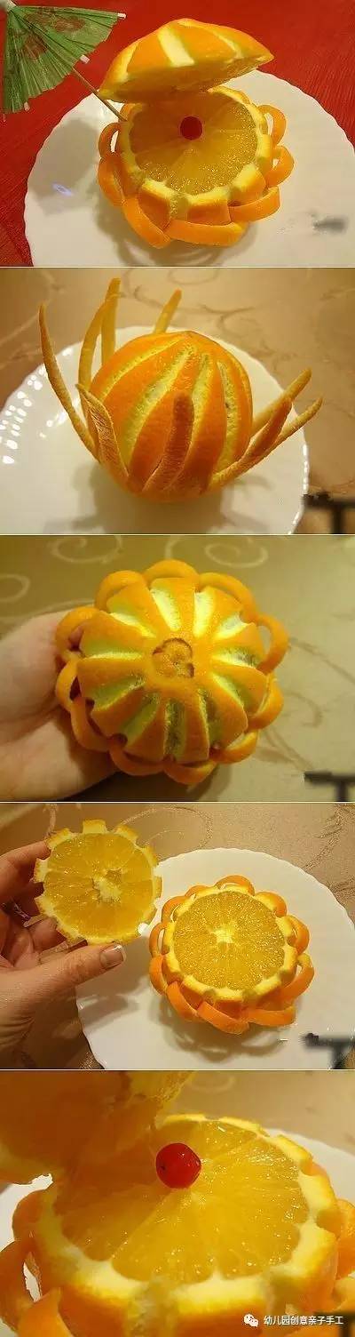 幼儿园亲子手工废物利用,有创意!新年的橘子皮橙子皮diy作品