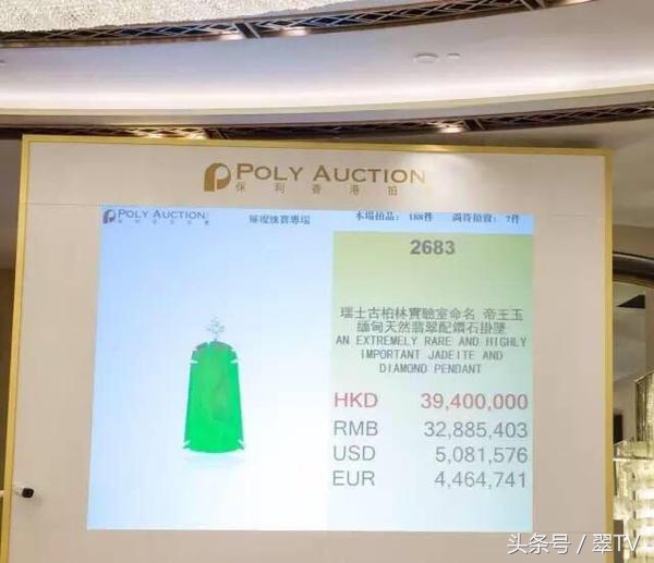 极品帝王绿翡翠原石，一个挂件卖4649万，边角料超2000万