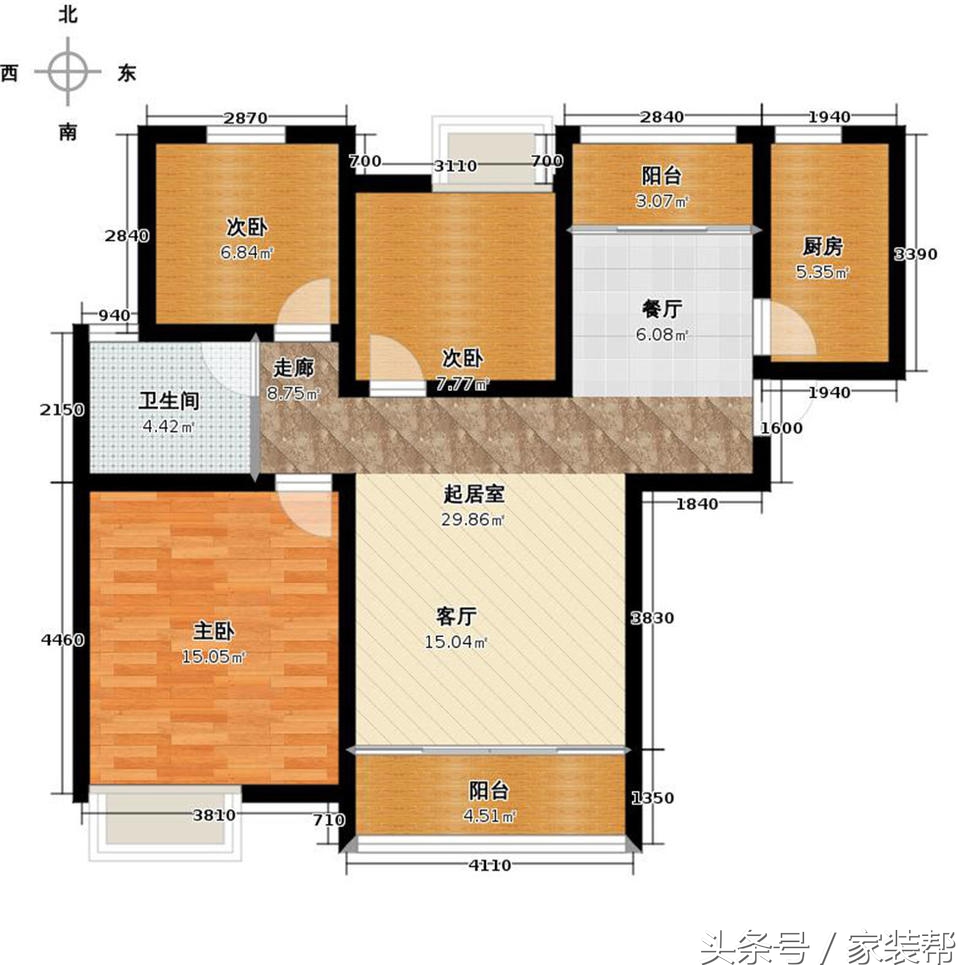 同窗变夫妻 12万落成107㎡田园风三房