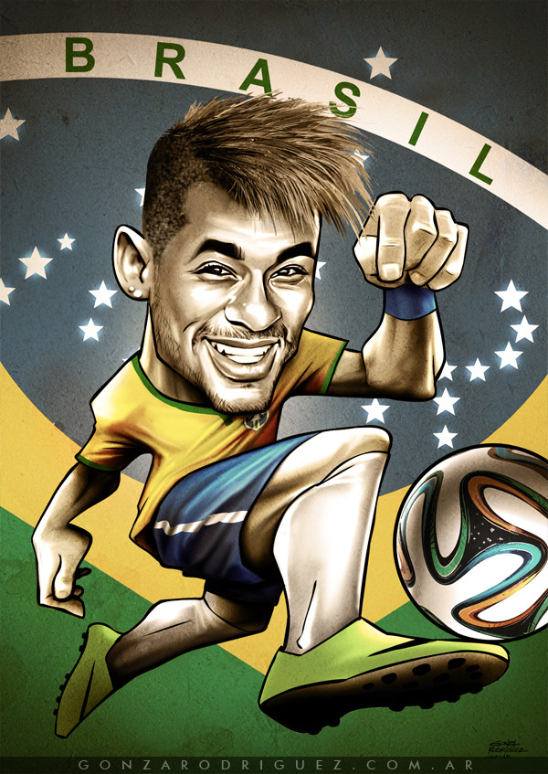 世界杯足球明星可爱版卡通漫画图