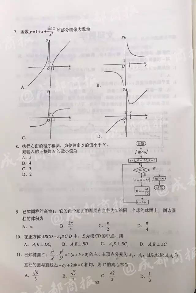 完整版！2017年四川高考语文、英语、（文理）数学、理（文）综试题及答案公布！
