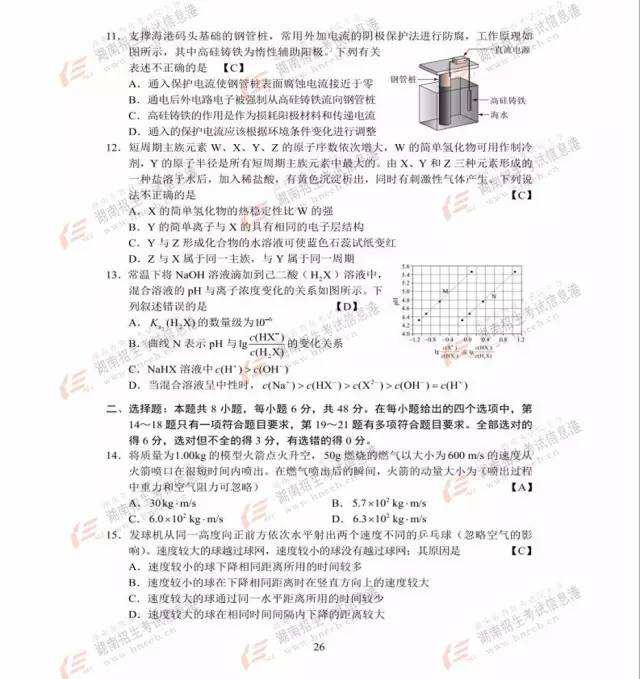 2017高考湖北卷答案出炉！