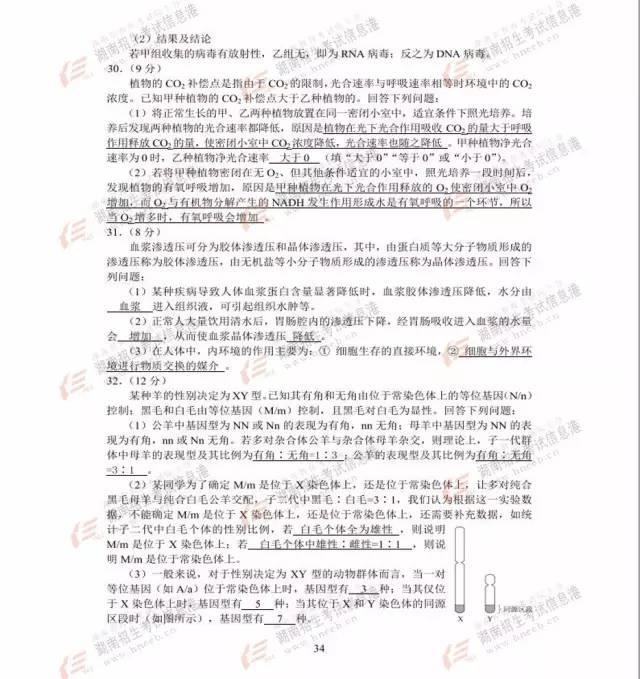 2017高考湖北卷答案出炉！